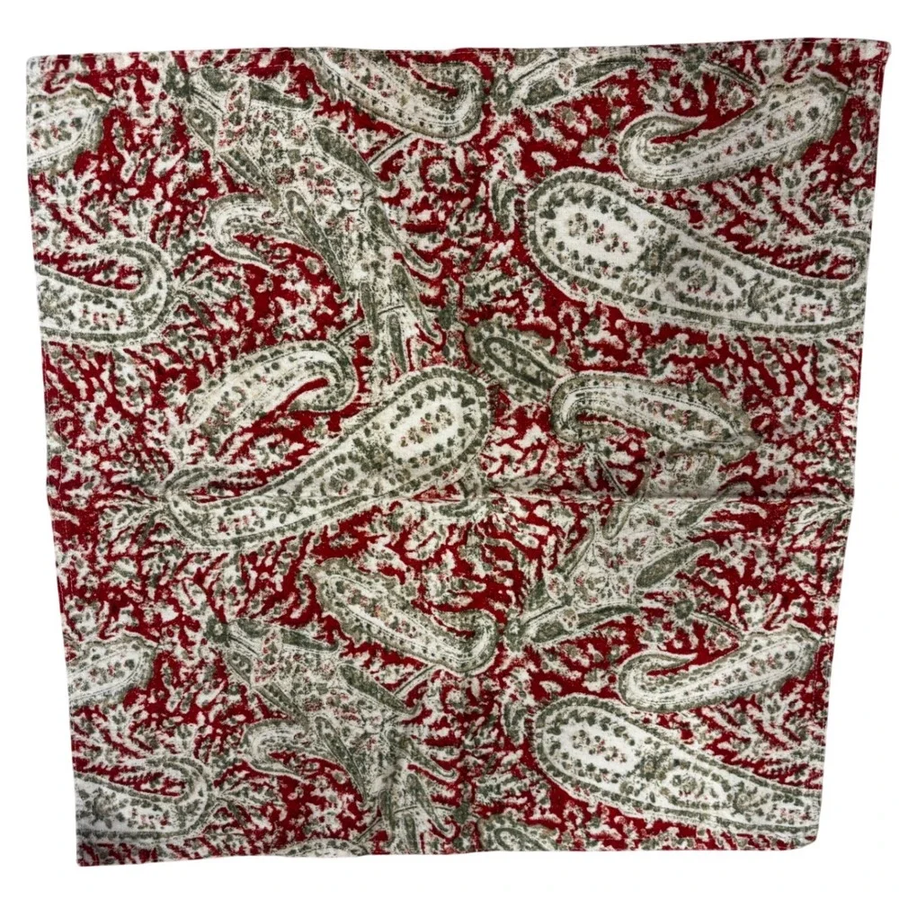 Ralph Lauren Paisley‎ Print Napkins Set of 8 Red Cream Green Cotton